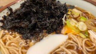 食後、１時間経過で、岩のり月見そば