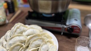 水餃子と大吟醸。